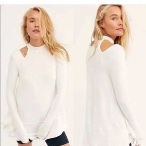 FREE PEOPLE Downtown Girl Cutout Tunic Ivory Long Sleeve | Small